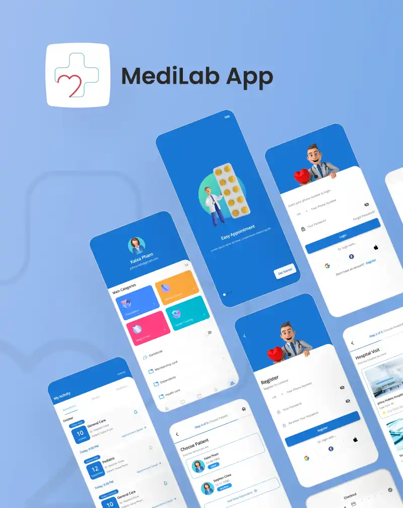 Medical Services Flutter UI Kit Free | Medi Lab App | Iqonic Design